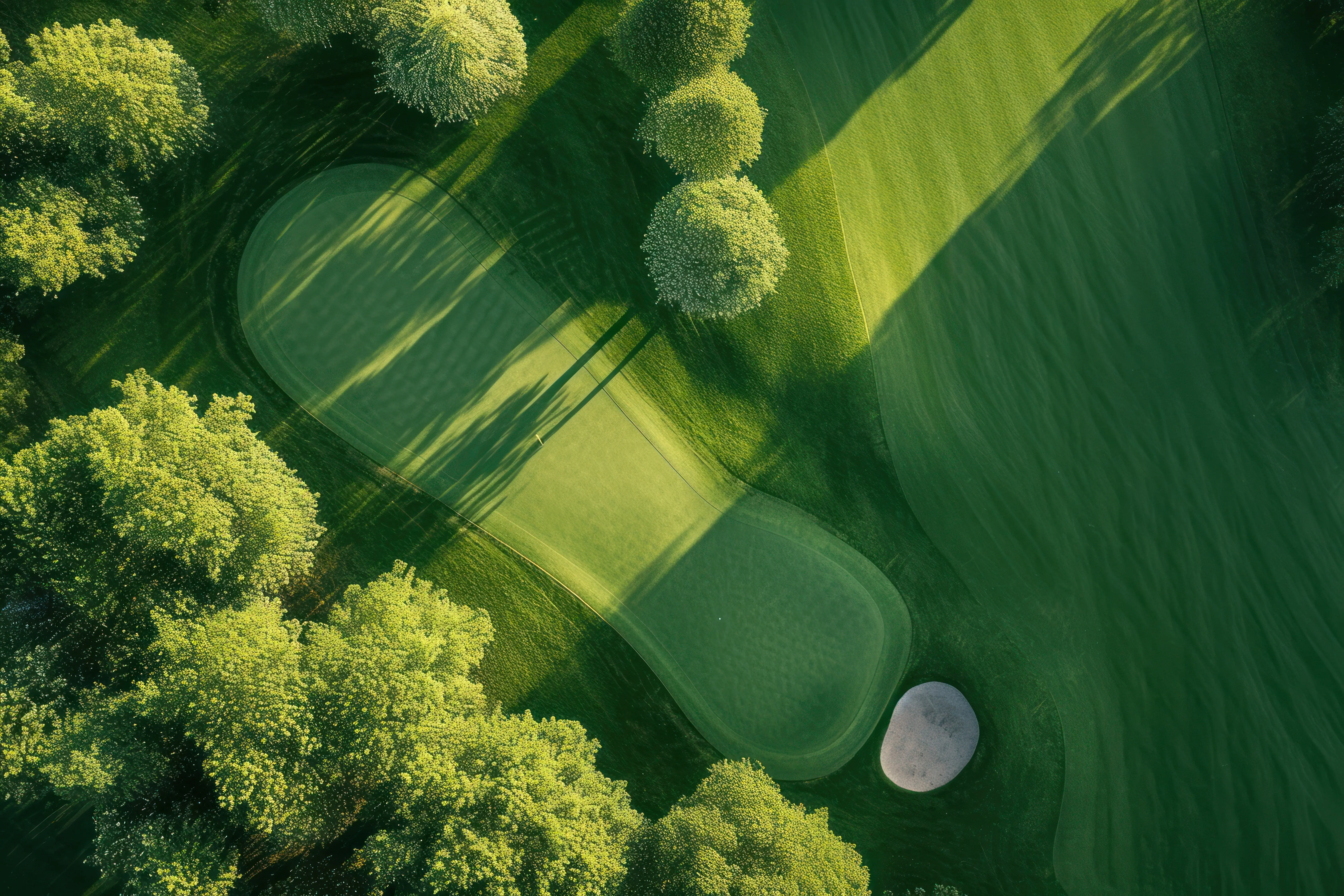 A golf course outdoors in nature.