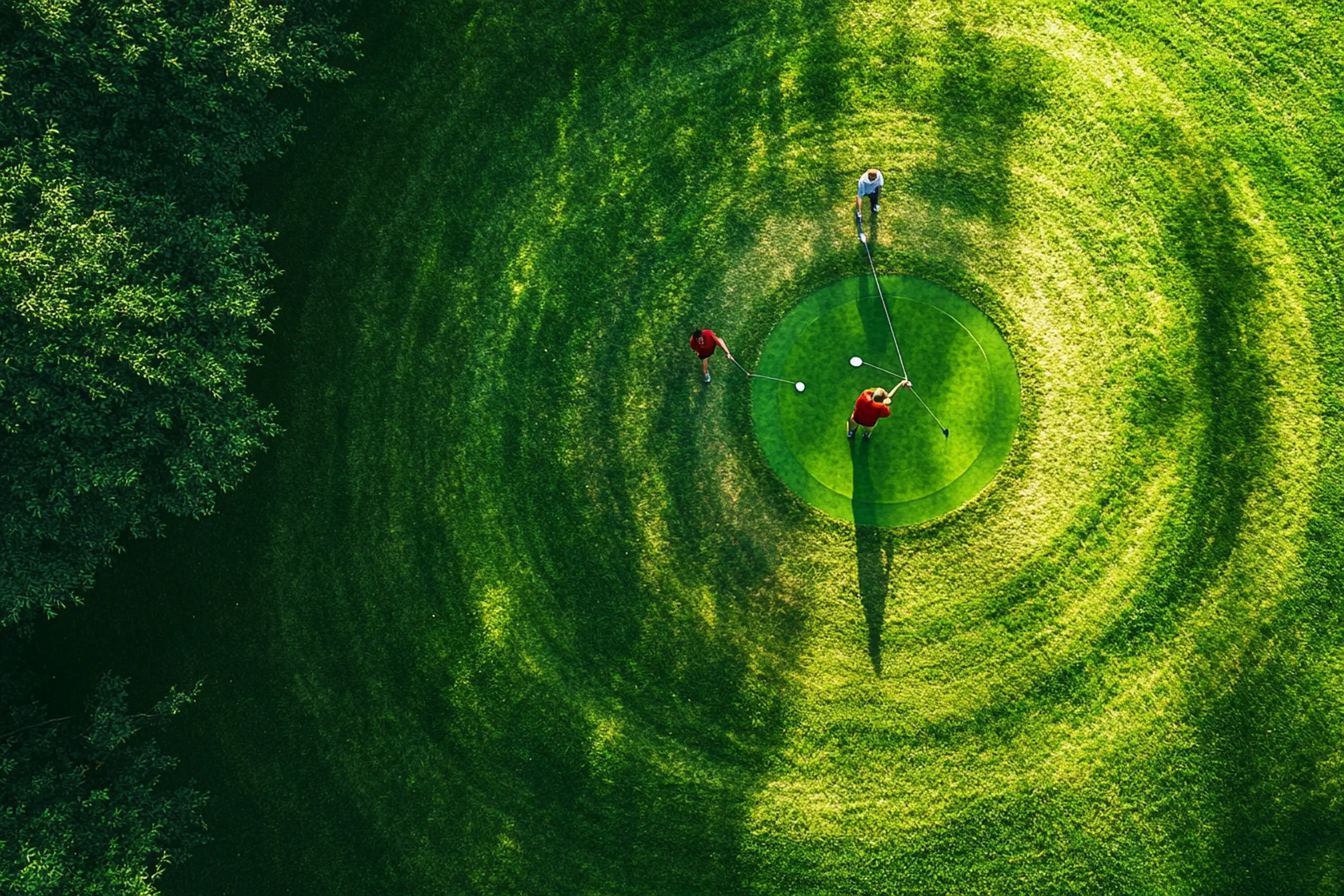 Friends playing disc golf. A minimalist image of Ho generative AI.