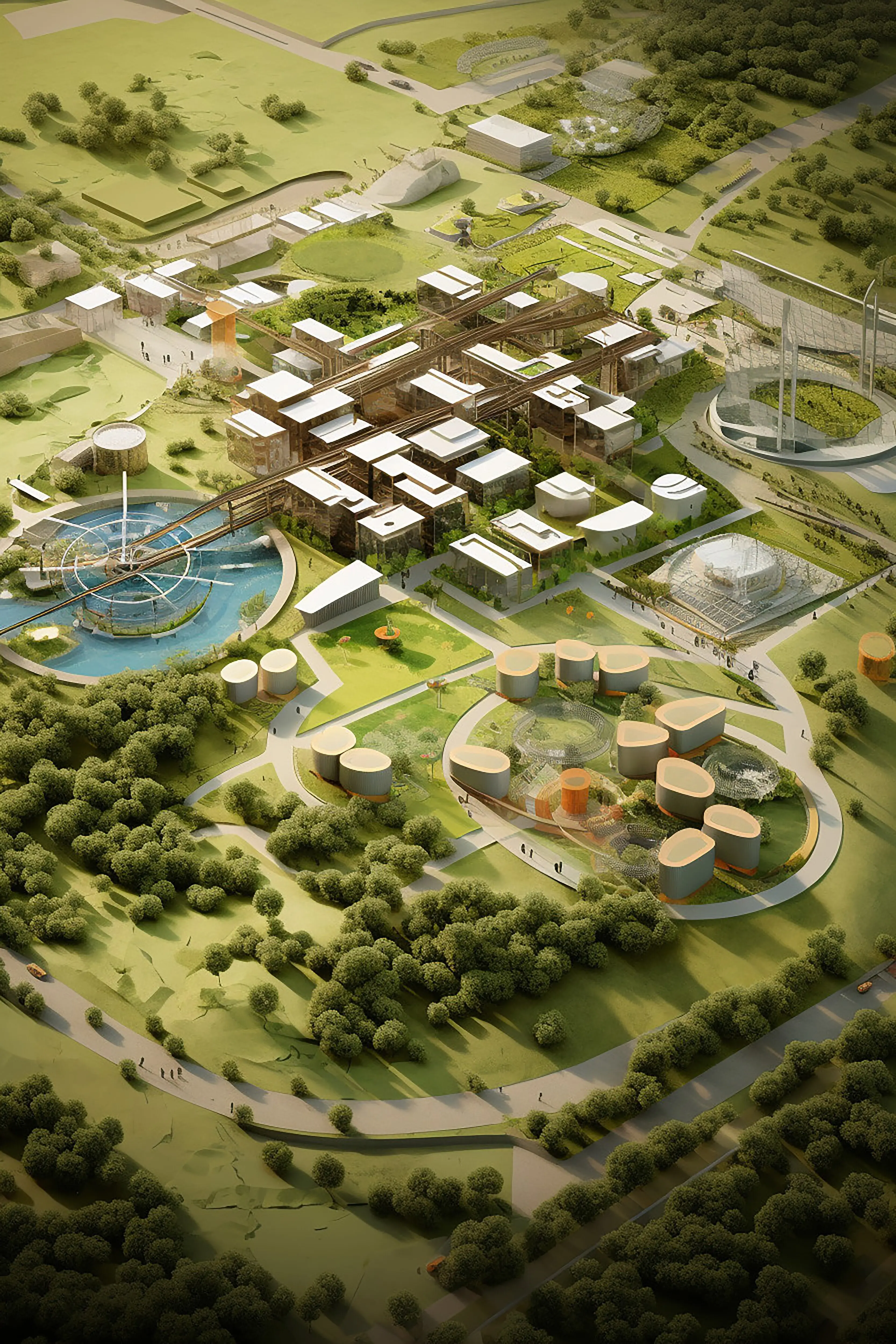 The concept diagram centered on a harmonious city that embodies self-reliance and sustainability.